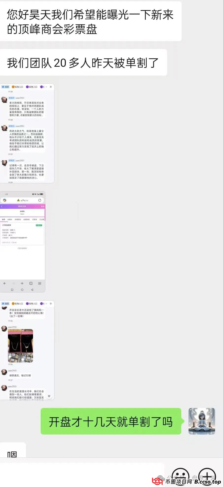 【顶峰商会】彩票类资金盘骗局