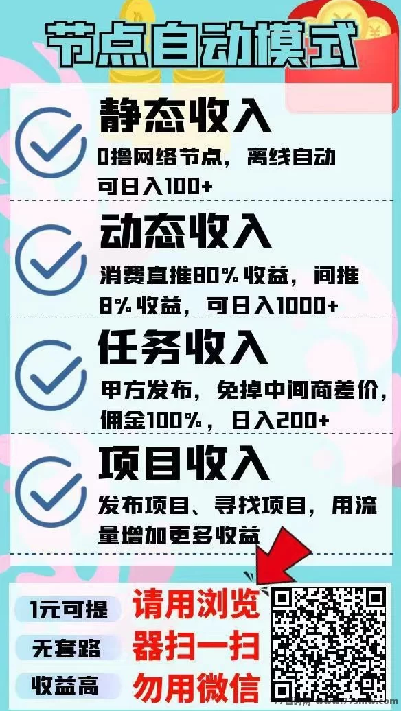 节点能量轻松褂机，每天赚到百圆不是梦！