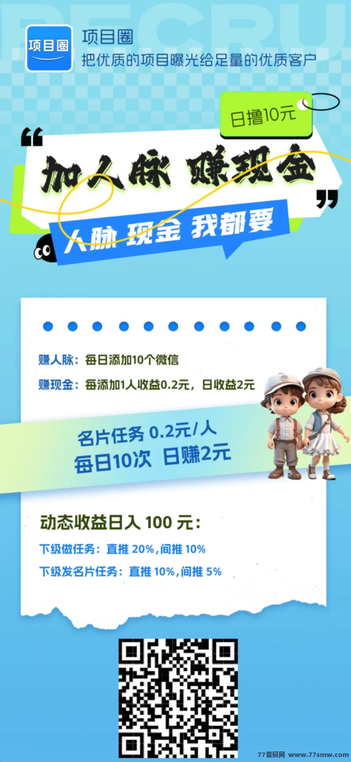 项目圈每日名片任务保底2圆，签到送0.1，精准推流免费发布项目攻略！