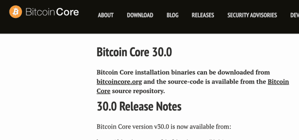 比特币Bitcoin Core v30.0发布：链上交易数据扩展新功能！