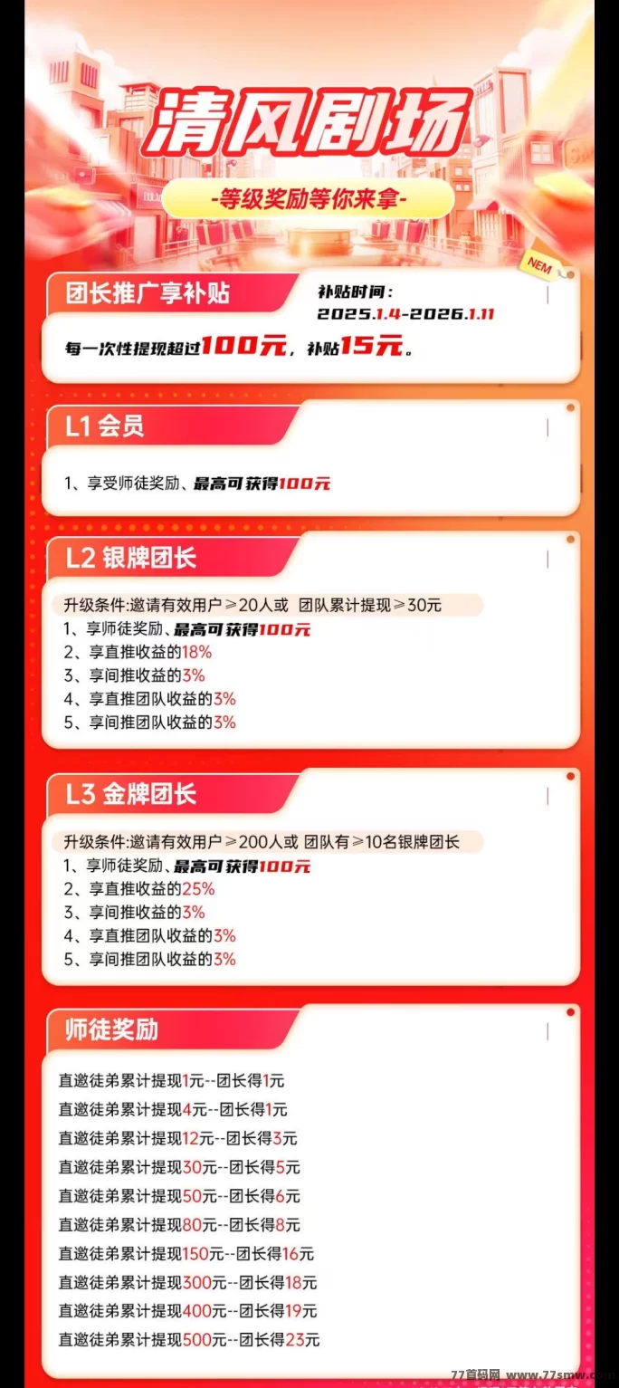 默默崛起广告赚米，团长轻松赚，限时福利活动！